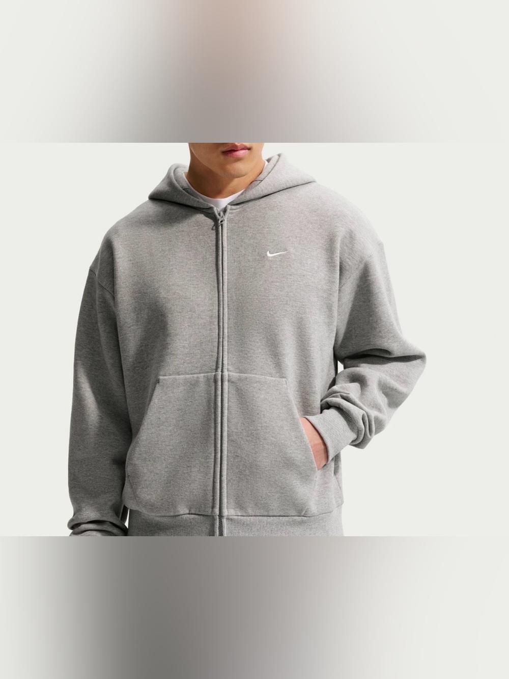 Nike Men’s Light Grey Zip-Up Hoodie